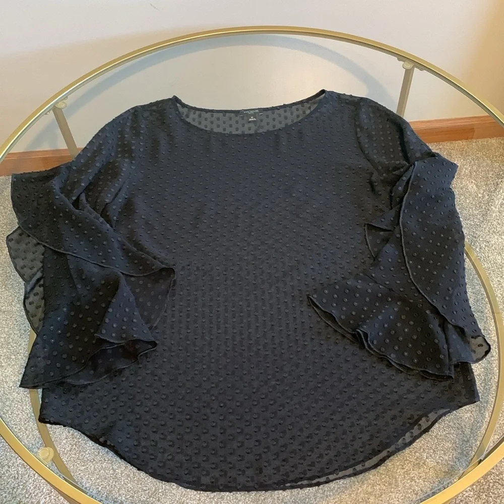 Ann Taylor Sheer Polka Dot Top Size MP - Picture 13 of 16